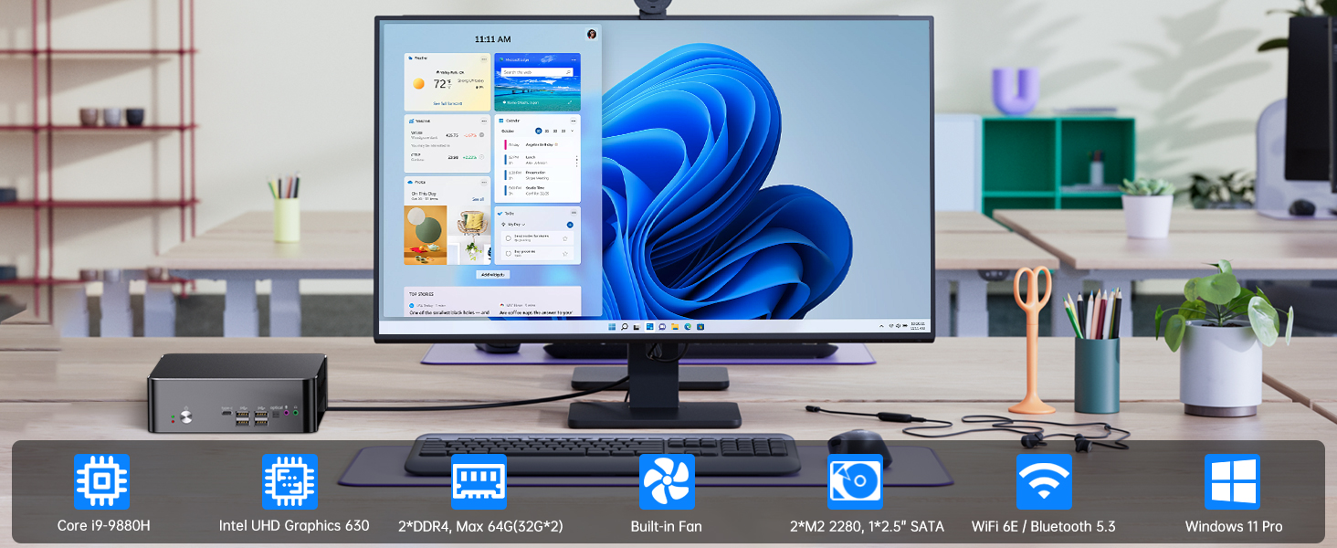 Windows11 Core i9-9880H 32GBメモ 2000GB Amazon.co.jp: ミニPC Windows 11 Pro搭載 Core i9-9880H,小型pc